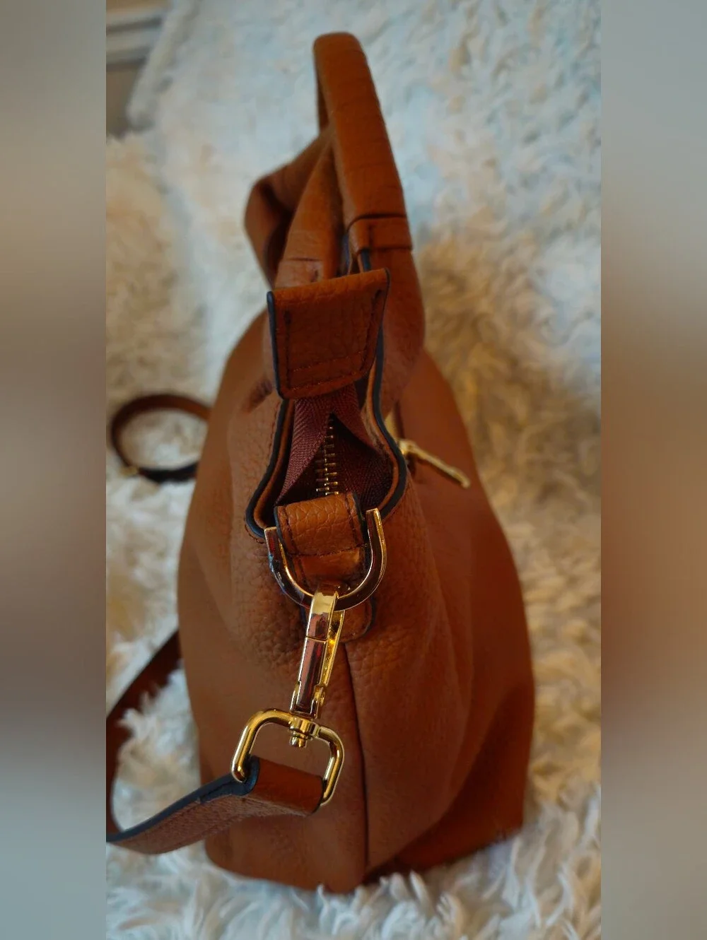 BOSTANTEN Nevin Tan Leather Satchel Crossbody Bag
